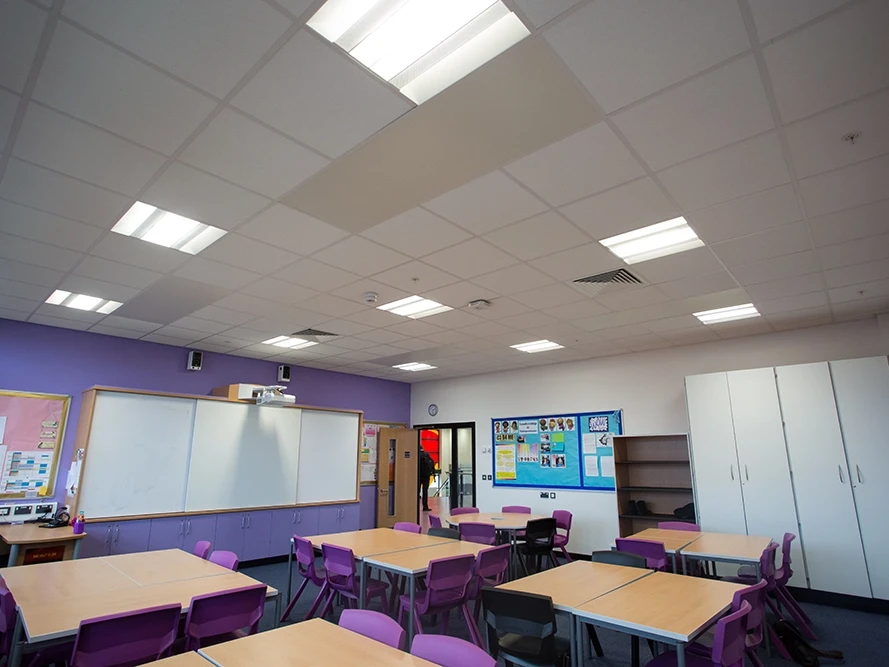 Thermatile radiant panels at Crown Hills Community College, Leicester