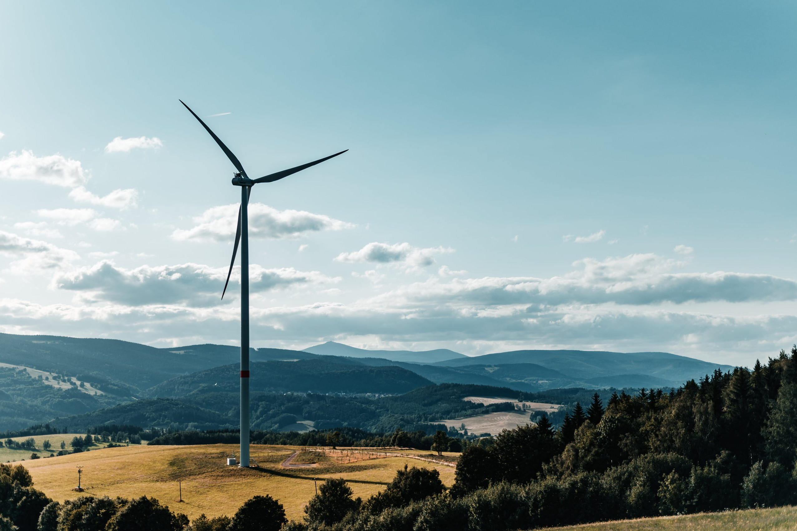 Wind turbine in field