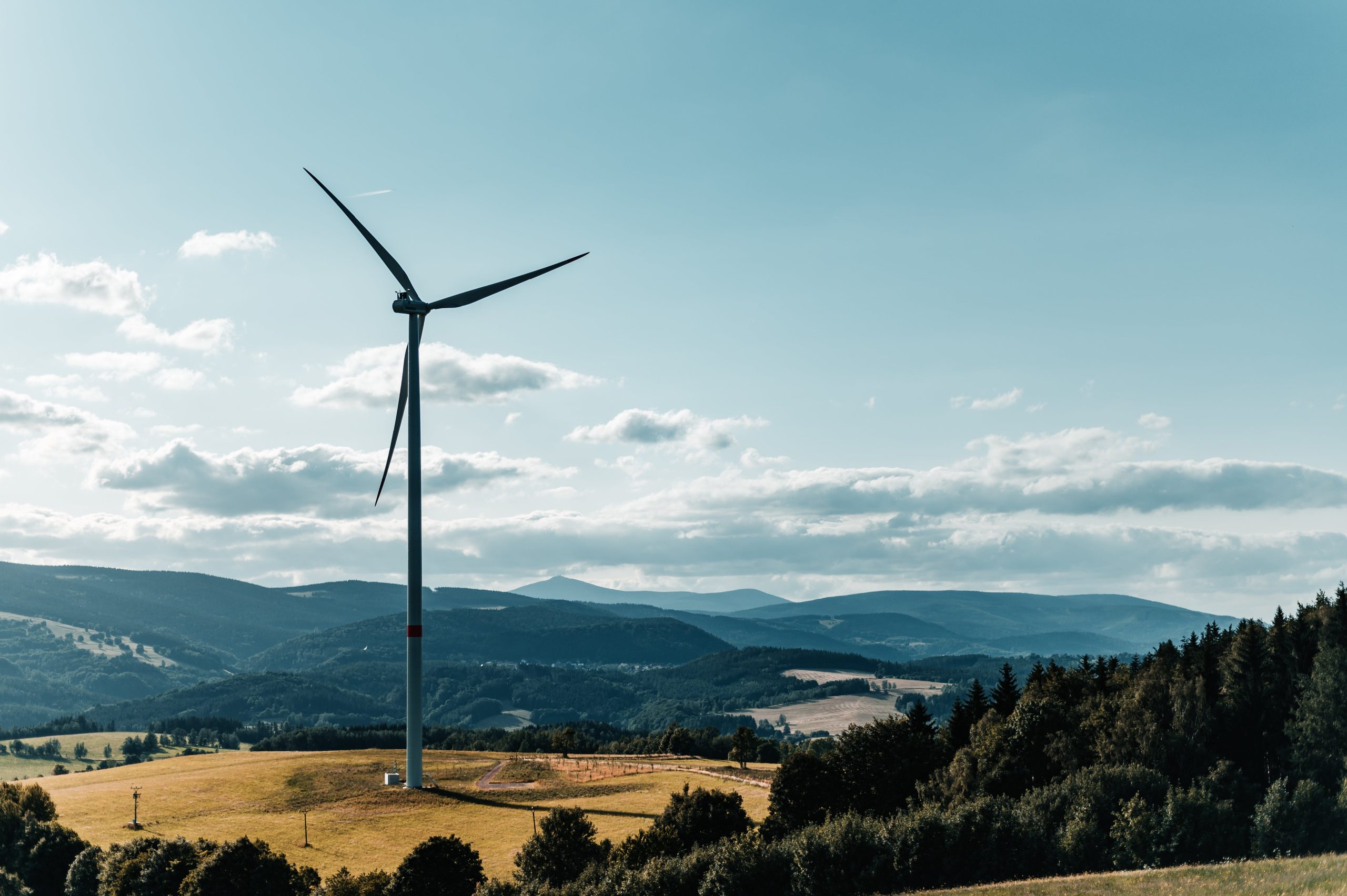 Wind turbine in field