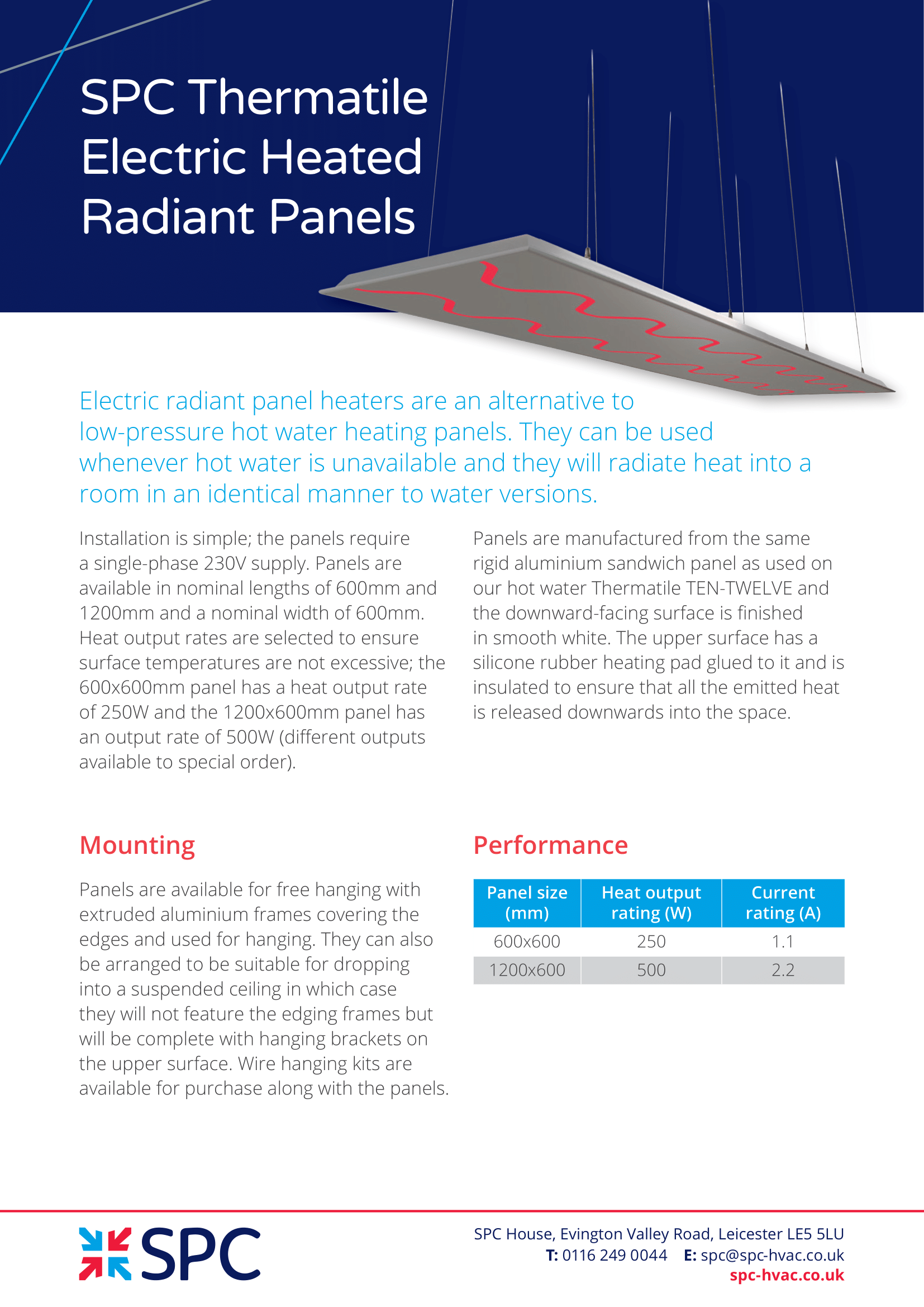 SPC Thermatile Electric Radiant Panels Leaflet Issue 1