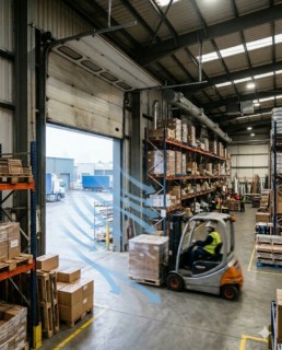Cold air entering a industrial space