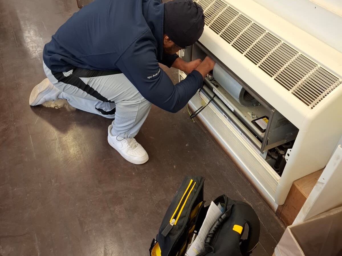 SPC providing on-site technical support during a fan convector installation