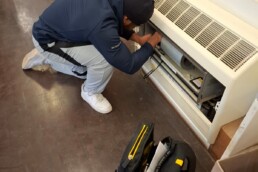 SPC providing on-site technical support during a fan convector installation