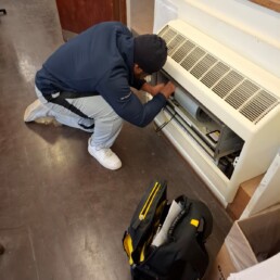 SPC providing on-site technical support during a fan convector installation