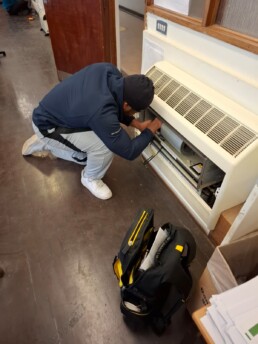 SPC providing on-site technical support during a fan convector installation