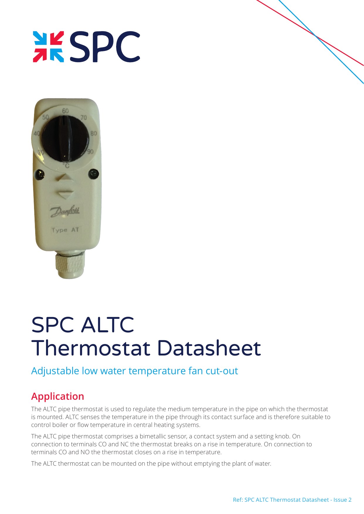 Cover of the SPC ALTC Thermostat Datasheet Issue 2
